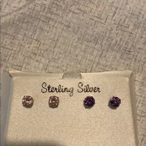 Pink & purple stud earrings